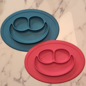 EZPZ Mini Mat Kids Silicone Suction Plates - Blue and Pink